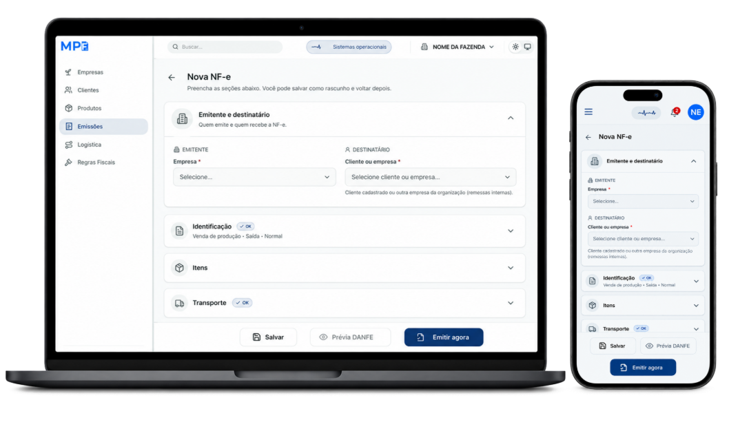 Dashboard do Meu Portal Fiscal com documentos fiscais organizados